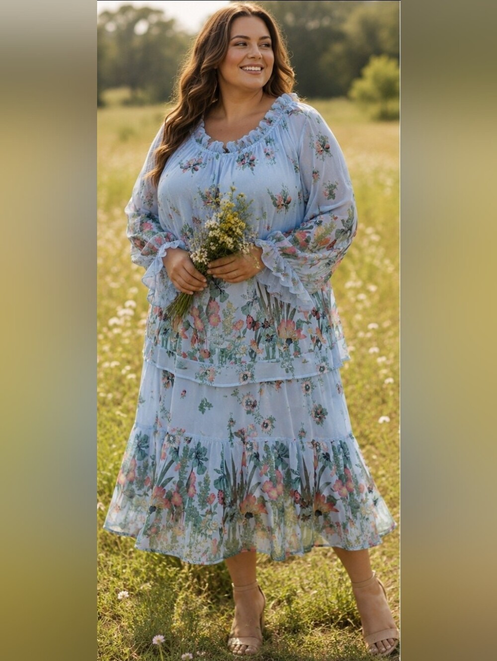 Very Vollbracht 2 Pc Floral Butterfly Meadow Skirt Set